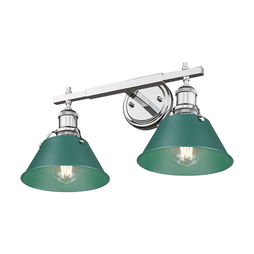 Yep by Golden Lighting Orwell 2-light Vanity in Chrome and Pine Green shade